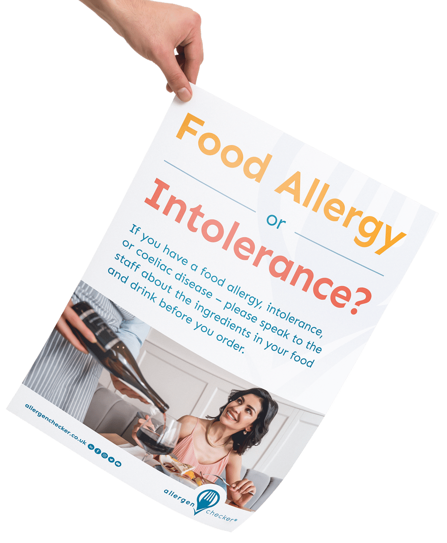A poster showing information on Food Allergies or Intolerances